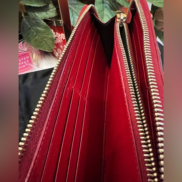 YSL Red Leather Zip Around Long Wallet Authentic - Picture 12 of 16